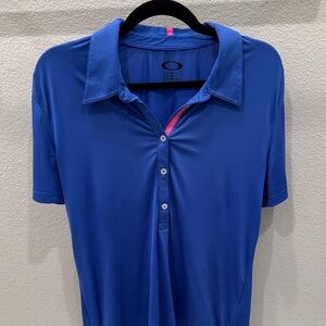 Oakley Royal Blue Polo with Pink Placket Detail